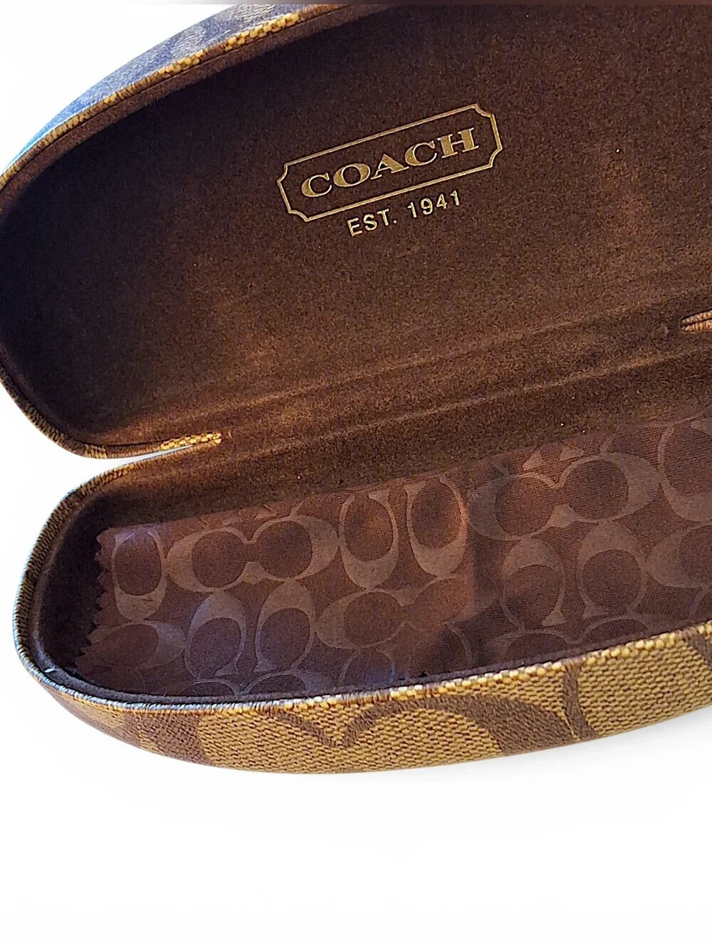 Coach Signature Eyeglass/Sunglasses Hard Case Monogram w/ Cleaning Cloth